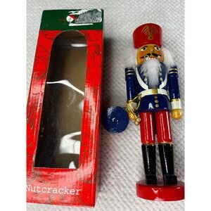 Kurt Adler Nutcracker Drummer Soldier Red Blue Gold Wood 10 Inch Boxed‎